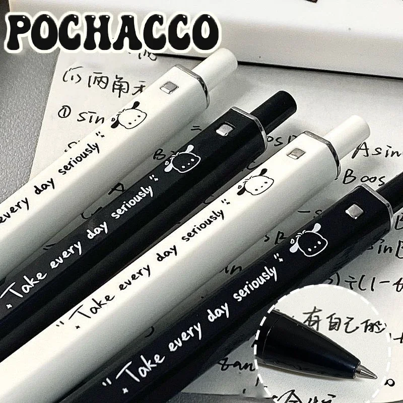 Sanrio Pochacco Cartoon Imprensa Gel Pen, Assinatura Ferramenta de Escrita, Papelaria Kawaii Estudante, Canetas Neutras, Material de Escritório,