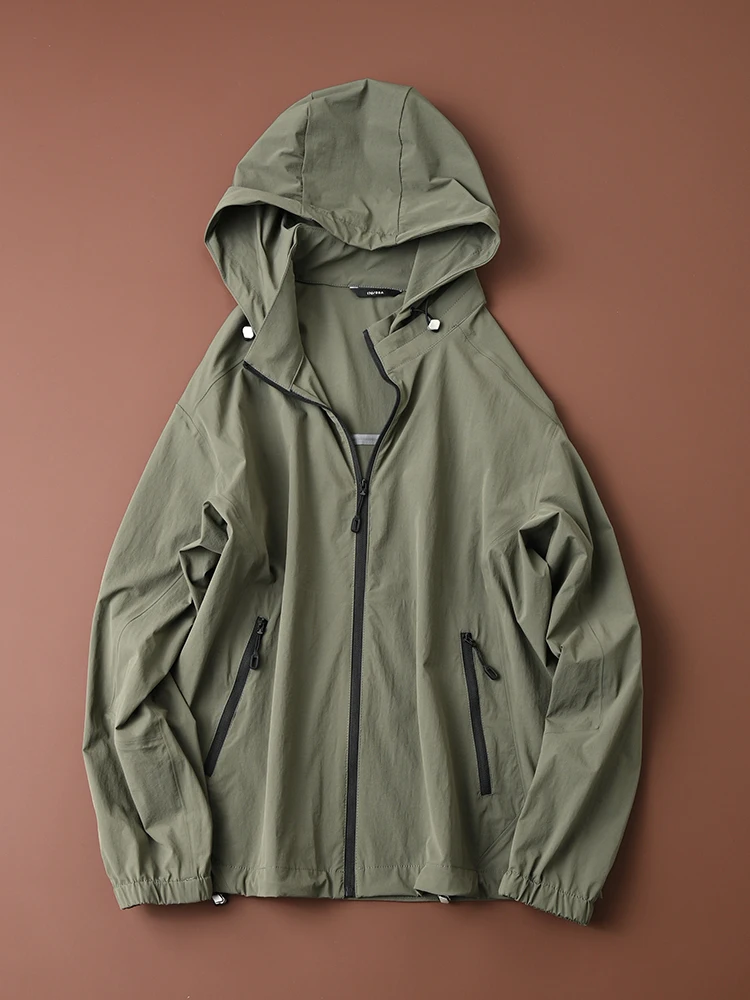 Professional Outdoor Spring Summer Thin Men's High End Waterproof Sweat Absorbent Sport Hooded Jacket Coat Casual Style Zippe...