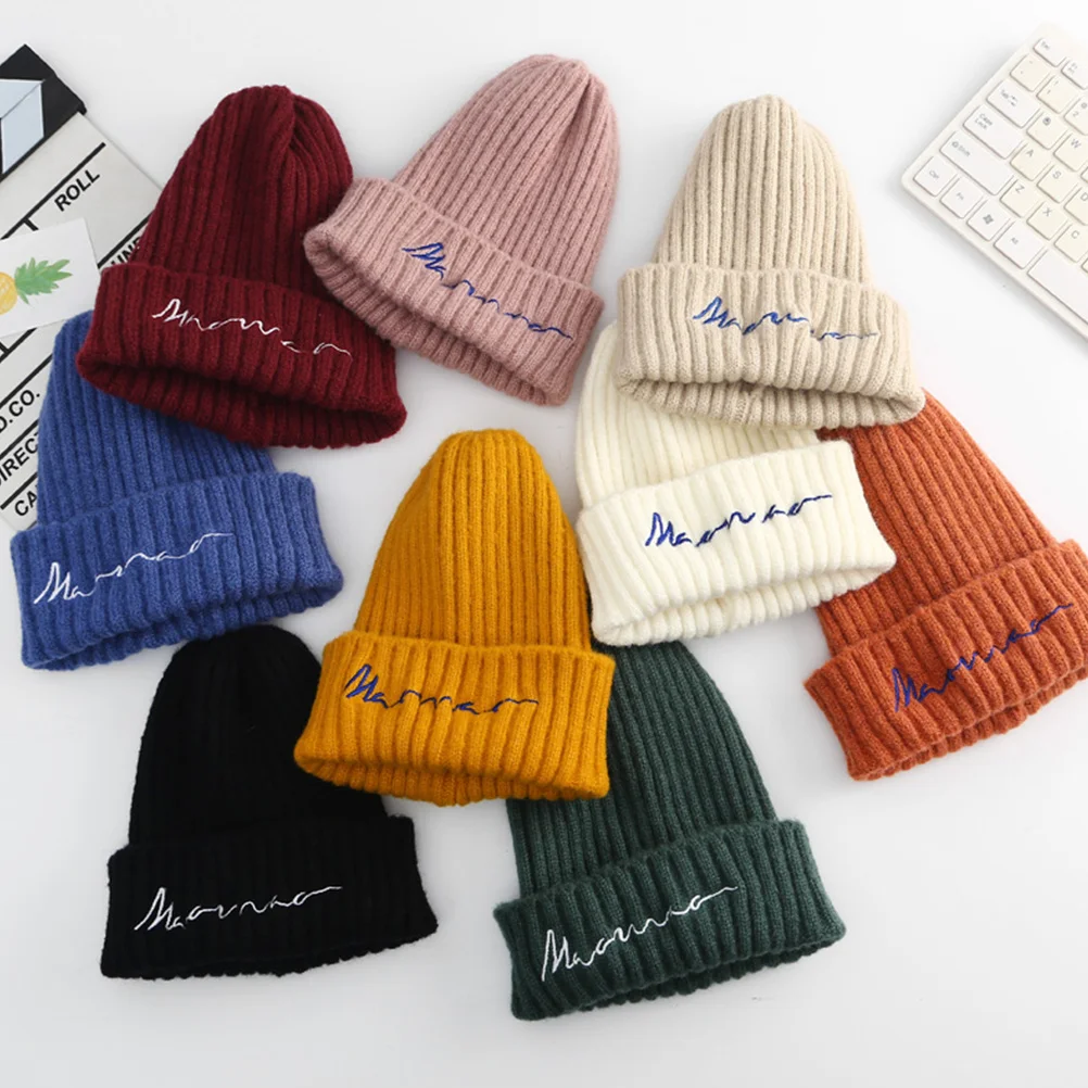 Topi Rajut Wol Hitam Musim Dingin untuk Anak-anak, Beanie Hangat, Penutup Kepala Lembut, Topi Kasual, Hadiah Sempurna untuk Anak Perempuan, Topi Wol Kreatif