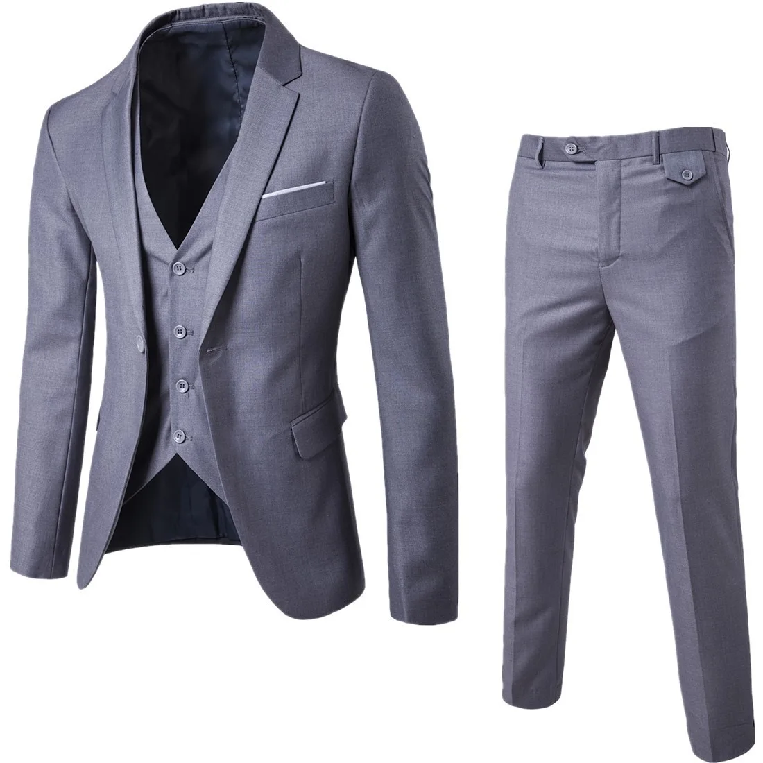 

O669Slim fit business wedding work men's full set of Korean suits men's work clothes