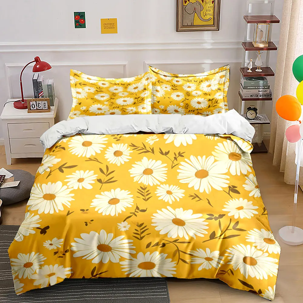 Floral Three-Piece Set for Decor Exquisite three-piece bedding set gift for kids and adults
