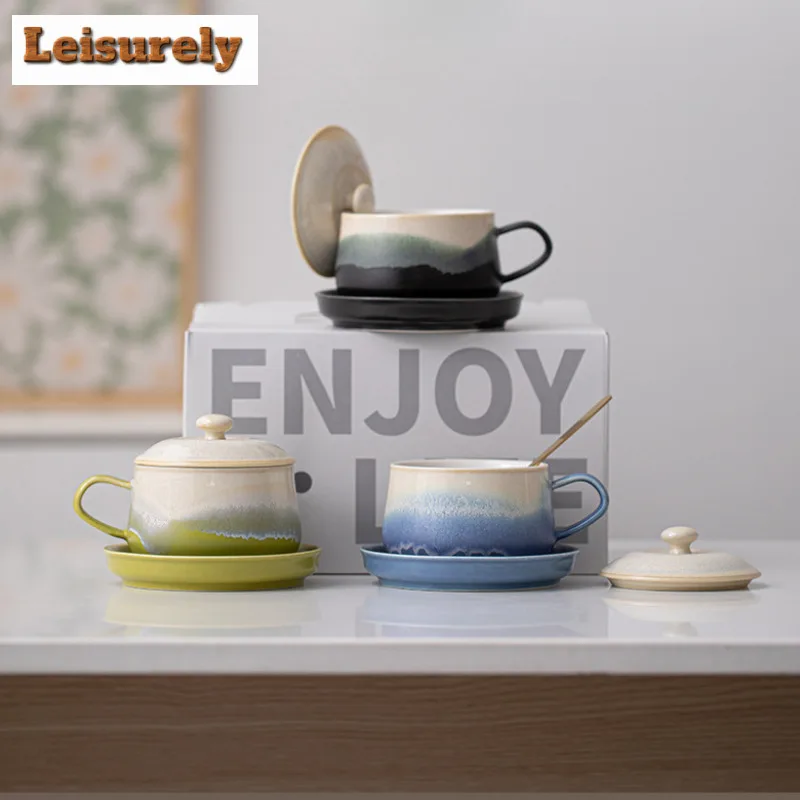 

220 мл окрашенная кофейная кружка с тарелкой, чашка для капучино, латте, кружка для послеобеденного чая, домашняя чашка, блюдце, комплект, офисная чашка для воды, посуда для напитков