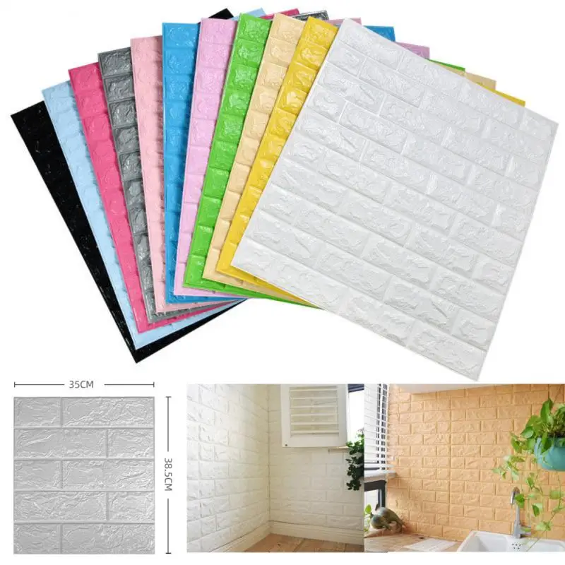 

35x38.5cm 3D Wall Stickers Self Adhesive Foam Brick DIY Wallpaper Wall Room Living Decor Kids Room Wall Sticker For Kitchen Home