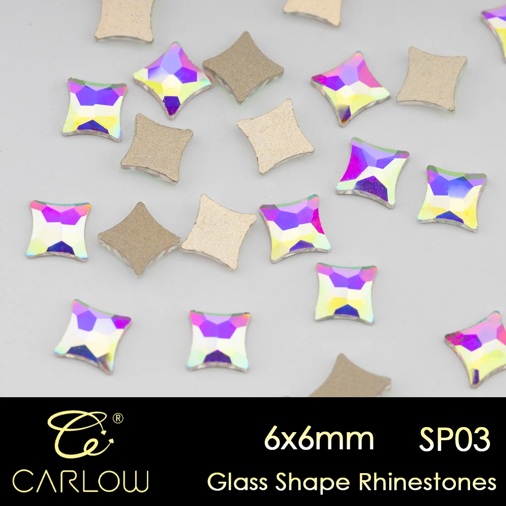 CARLOW Crystal AB New Design for Dart Shape 6*6mm Gold Flat Back Crystals 3D Nail Art Decoration Charms Jewelry DIY-SP03