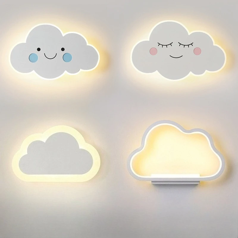 Cloud Wall Lamp Bedroom Bedside Lamp Smiling Cartoon Children's Room Male And Female Background Wall Creative JJ2416  JH