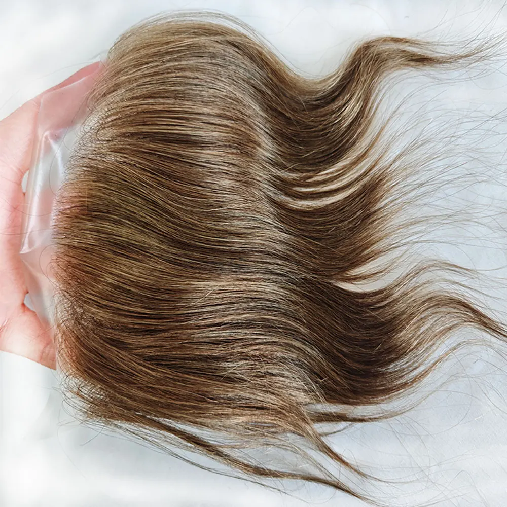 メンズ100-人毛フロントヘアピース-2x16cm-自然な生え際交換システム-フルpuスキン-前髪部分用ヘアピース-薄毛対策用
