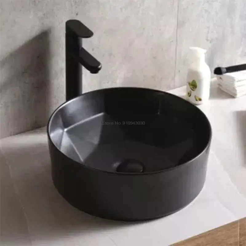 

Modern Ceramic Washbasin Matte Geometric Design Round Sink Basin Bathroom Washbasin Vanity Basin Sink Accessories