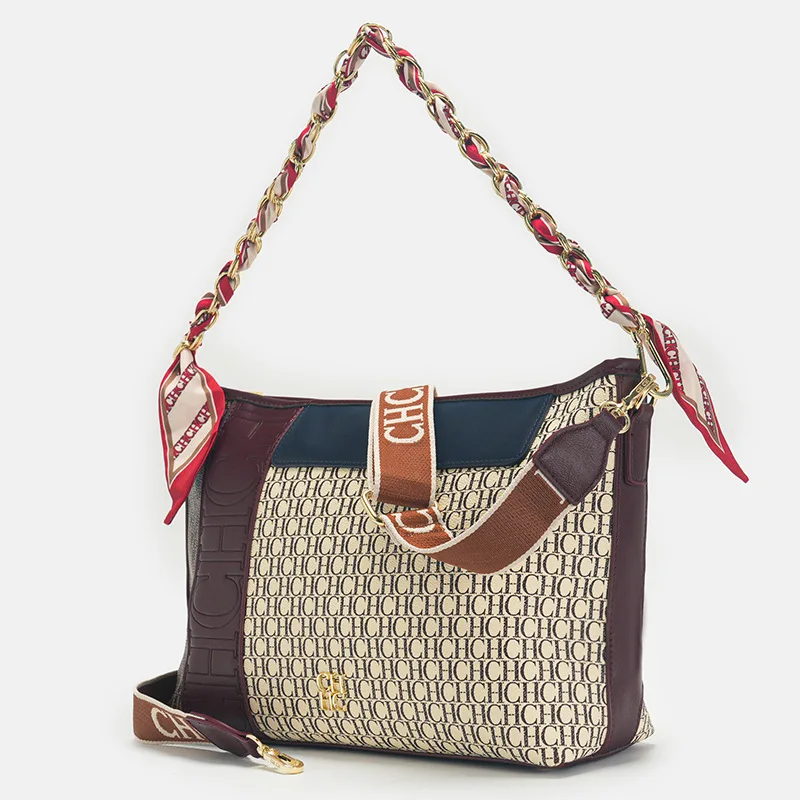 حقيبة يد نسائية فاخرة جديدة من Carolina Herrera 2025 - حقيبة كتف كروس من جلد البولي يوريثان عالي الجودة مع طباعة حروف عصرية