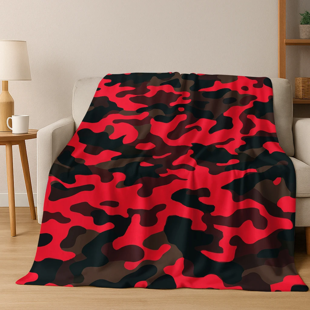 

Colorful Military Colorful Camouflage Flannel Blanket Soft Warm Blanket for Bedroom Room Living Room Travel Camping Picnic Gift