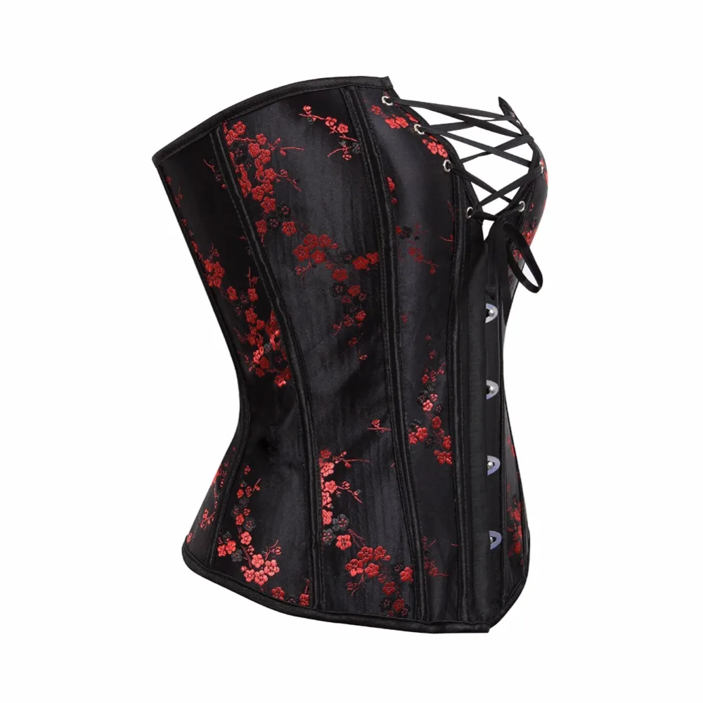 Caudutas Corset Sexy  Black Red Corsets and Bustiers Lace Up Corset Top For Wedding Dress Embroider Overbust Burlesque Plus Size