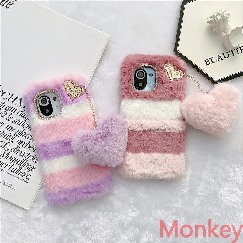 Lady Gift Case For Xiaomi Redmi Note 8 7 6 Pro 8A 7A 6A Mi Poco M4 M3 Pro 5G X4 X3 NFC F3 F2 F1 Furry Fluffy Warm Fur Phone Case