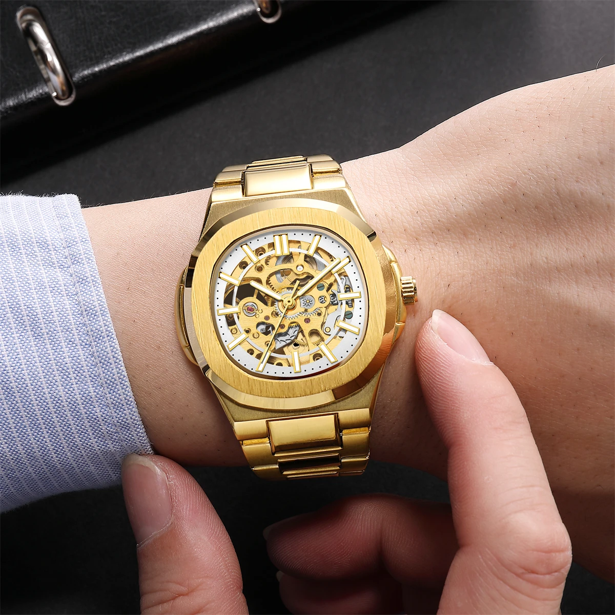 Luxury highend mechanical men\'s watch wrist automatic mechanical watch hollow alloy clocks watch for men fashion trend Relogio