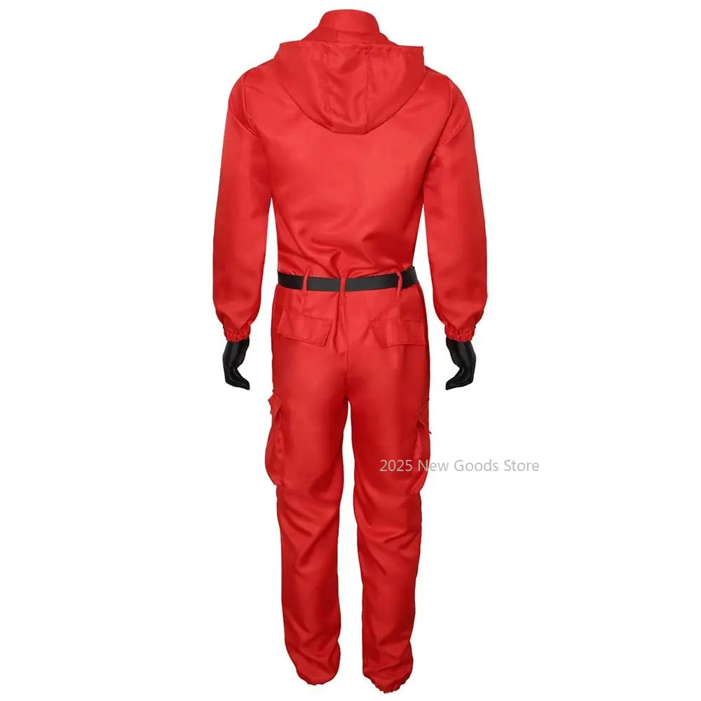 South Korean Movie Villain Red Jumpsuit Cosplay Costume Bodysuit Adult Men Full Set Halloween Carnival Party Clothes Role Play