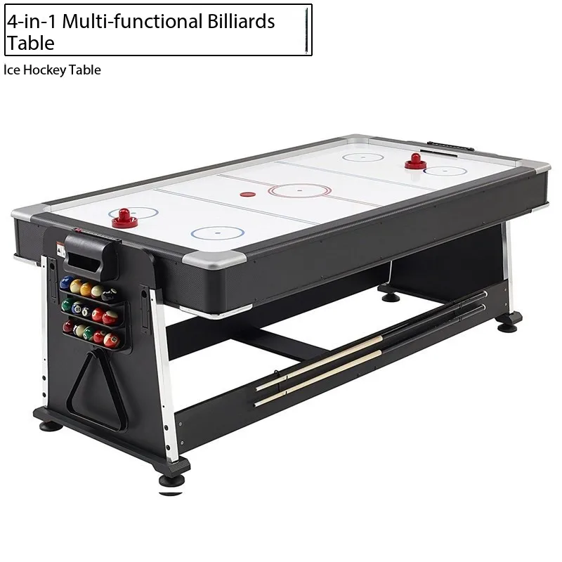 Multi-Game 4-in-1 Flip Table - Billiard / Air Hockey / Table Tennis Combo, Two-Color Black and White Design