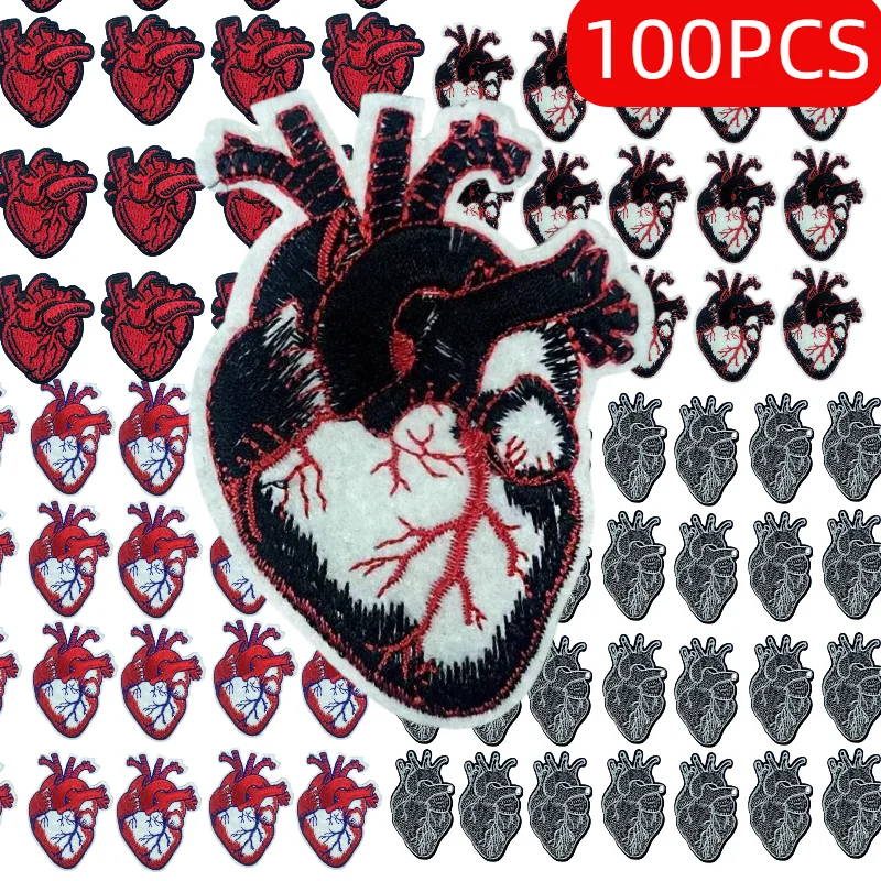 

Patches Set of Heart Adhesive Embroidery 10/50/100PCS Wholesale Clothing Patch Lots of Heart Patches Exquisite and Realistic