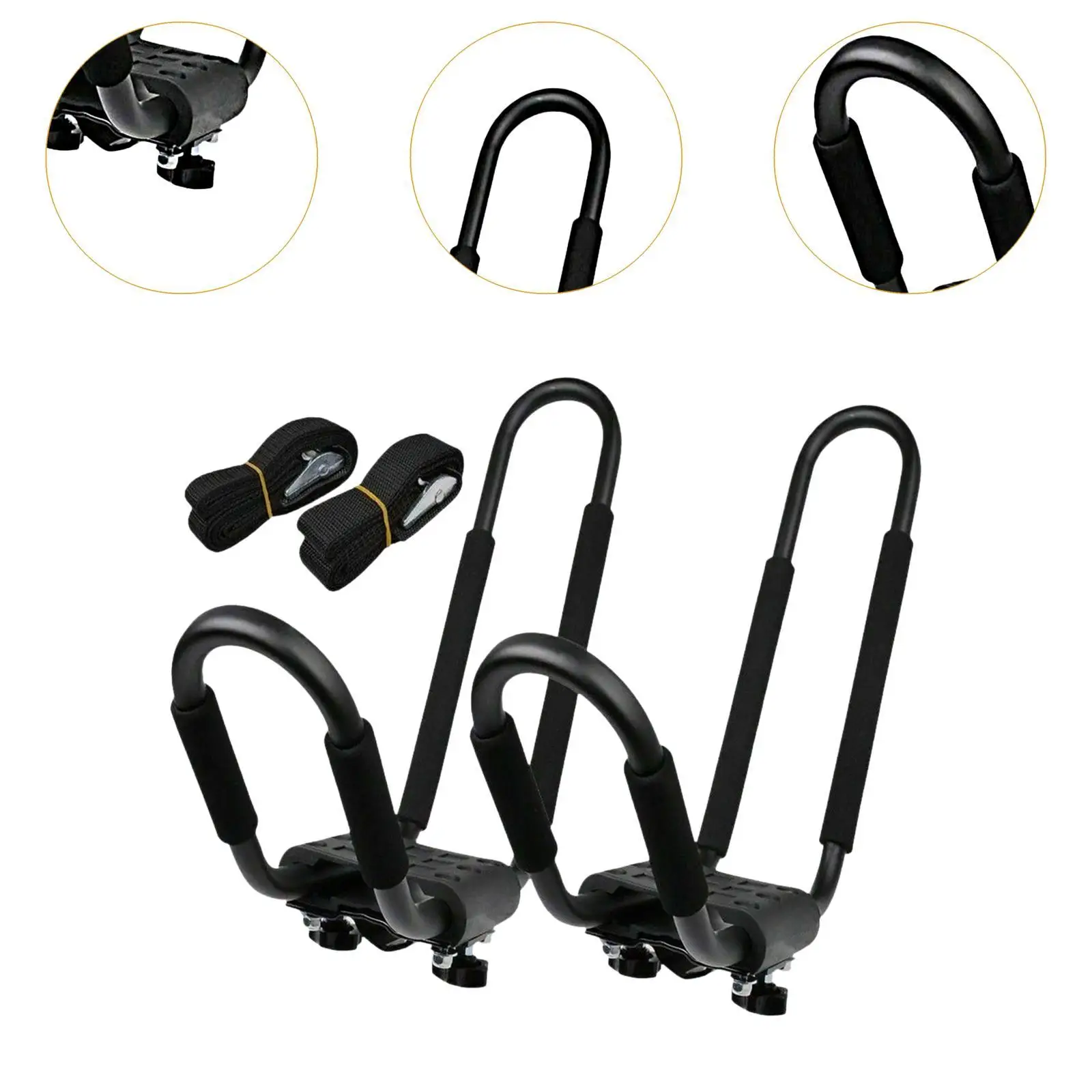2 Pieces Kayak Roof Rack Mount on Car Roof Top Crossbar Surfboards for Trip Surfing J Bar Carrier Holder