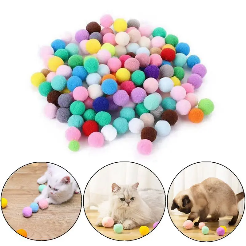 20/50/100/500 pcs/lot Funny Cat Toys Stretch Plush Ball Soft Colorful Cat Toy Ball Interactive Cat Toys Assorted Cat Playing Toy