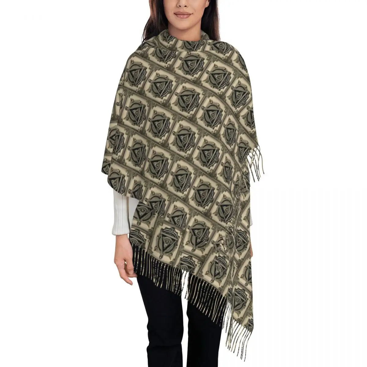 Original Freemasonry Symbol Scarf for Womens Winter Warm Pashmina Shawl Wrap Long Shawl Scarf Daily Wear