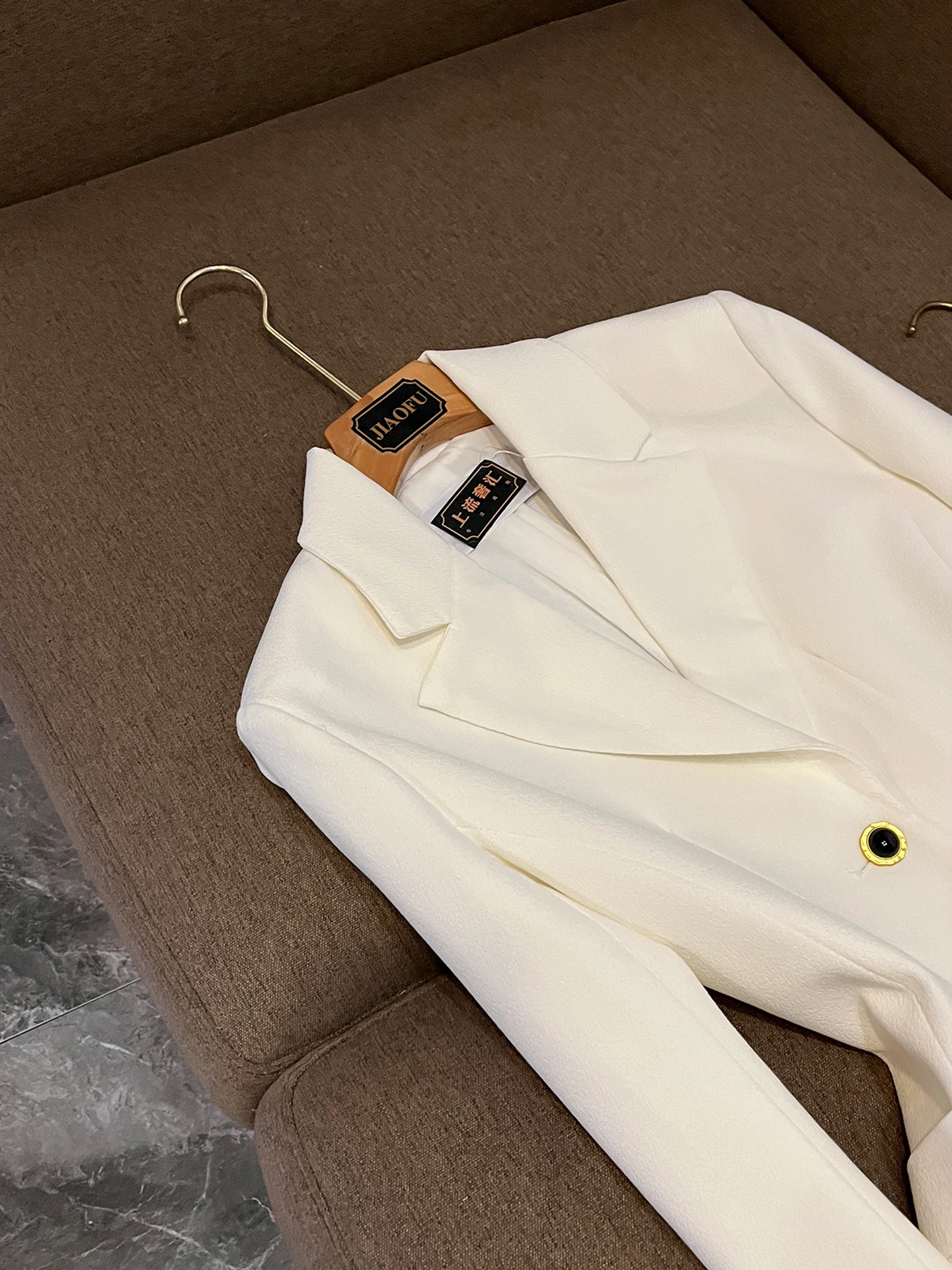 Commute Sle femmes coupe ajustée ort Sve costume Long Jaet automne hiver nouveauté couleur Pure haut de gamme sensation OK22