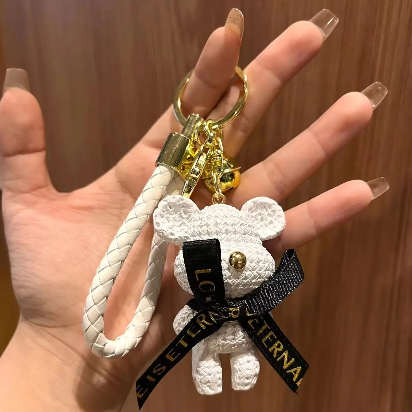 Multicolor Imitation Knit Texture Bear Keychain Charms for Couple Bag Decoration Versatile Daily Accessory & Holiday Small Gifts