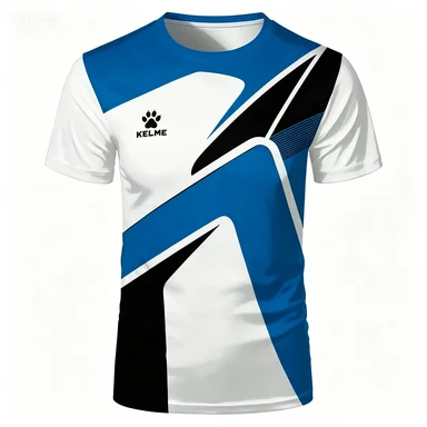 Y2K Camiseta Style 3D All Over Print Geometric Color Block T-shirt Unisex Blue White Black Casual Sports Summer Tops