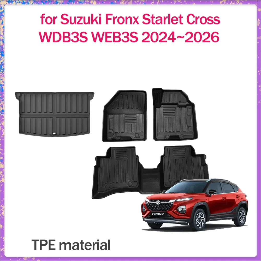 2024~2026 Car Floor Mat  for Suzuki Fronx Starlet Cross TPE Foot Interior Liner Waterproof Trunk Pad Carpet Custom Accessories