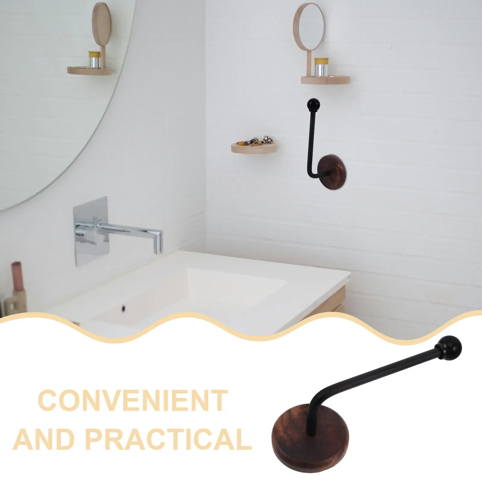 Self Adhesive Wooden Hairband Holder Wall Mount Hair Accessories Organizer for Bedrooms Bathrooms Dressing Rooms Scrunchies