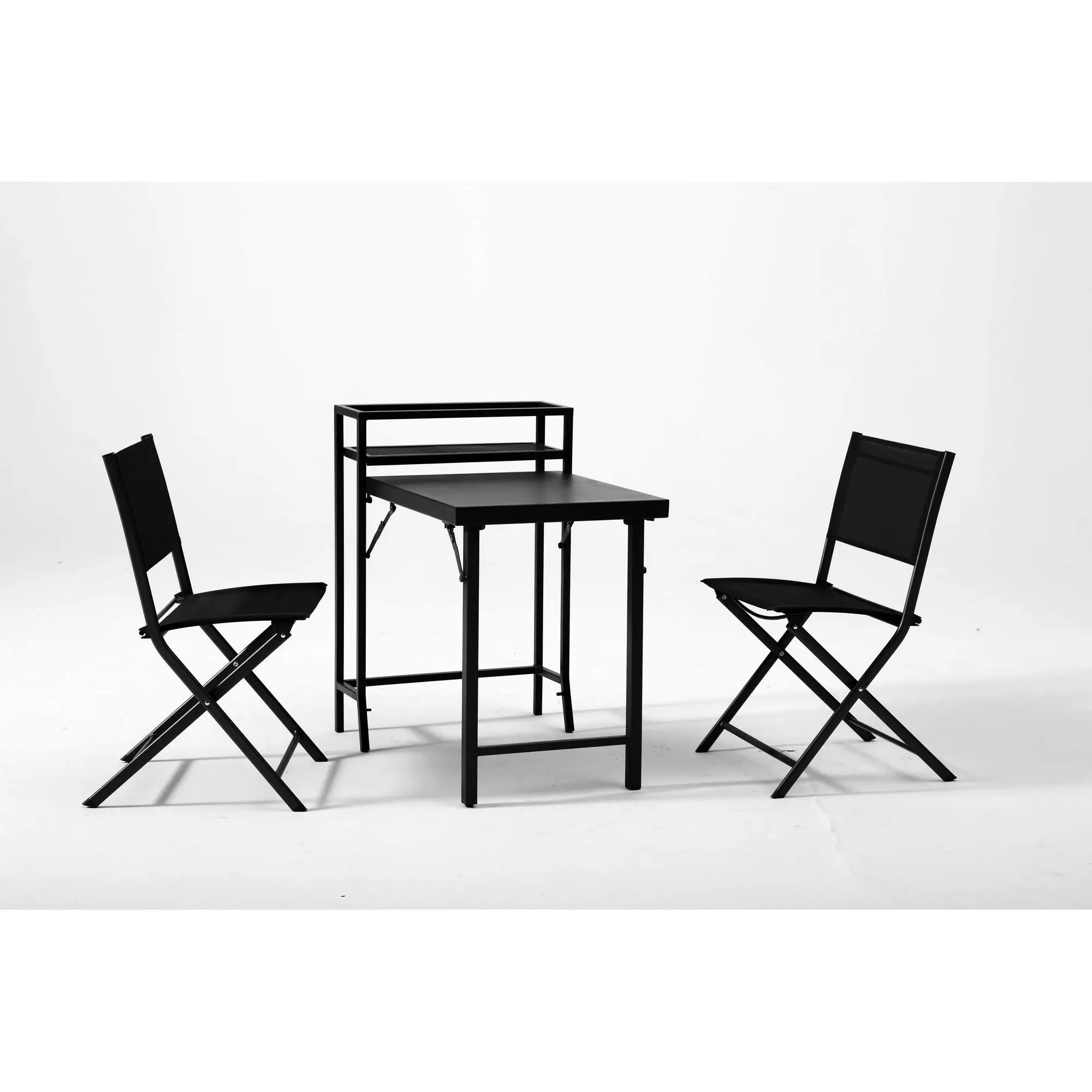 3Pcs Black Foldable Terrace Bistro Set Outdoor Terrace Furniture