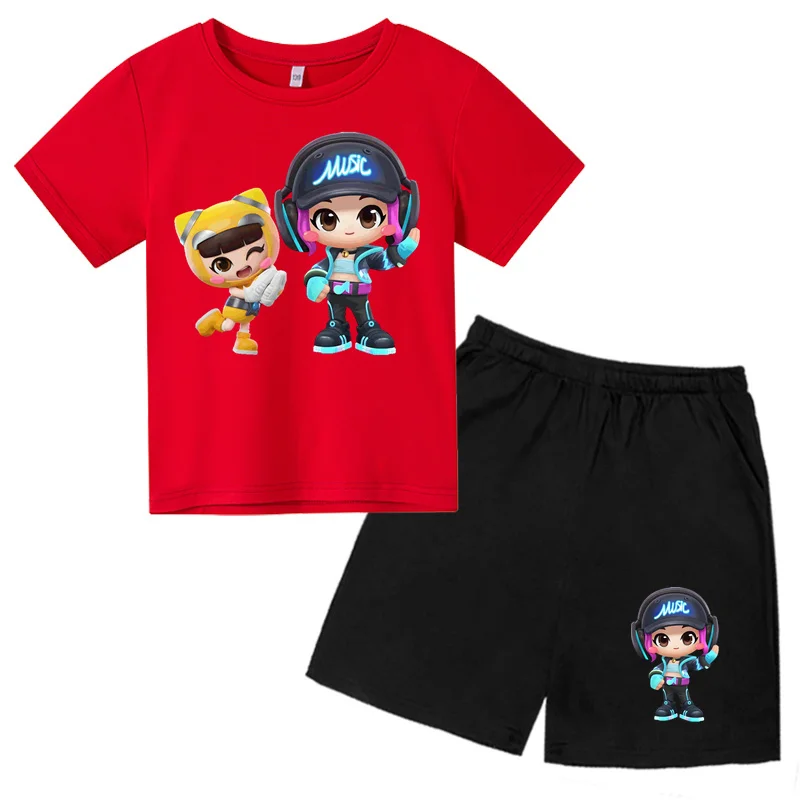 

Factory Hot Selling T-Shirt set Boys and Girls aged 3-12 Two-Piece Set Kids Casual Sports Round Neck Short Sleeved+Shorts