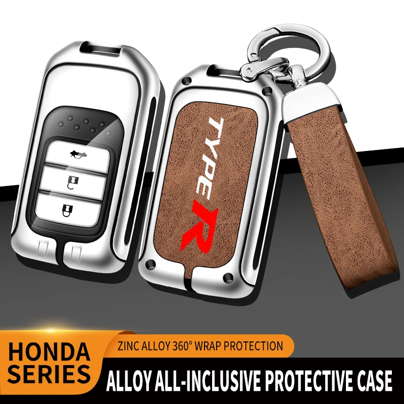 Car TPU Zinc Alloy Key Case Bag For Honda TYPE R Accord Civic HRV CRV CITY Jazz Odyssey Spirior FIT Car KeyChain Metal Key Shell