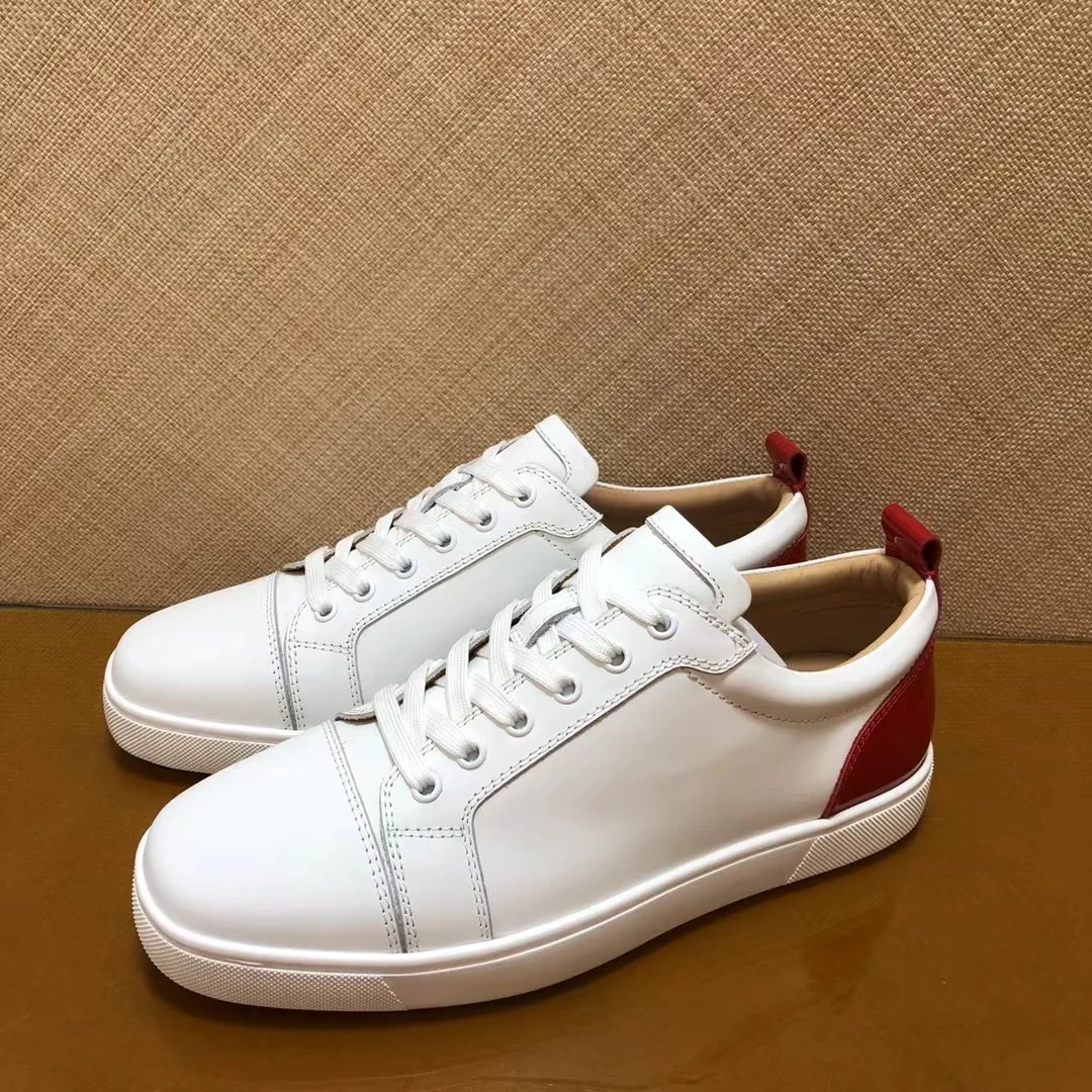 

Luxury Men's Shoes Plus Size 48 Low Top White Sneakers Heels Red Sole Shoes Rivet Casual Shoes High Quality Custom Shoes