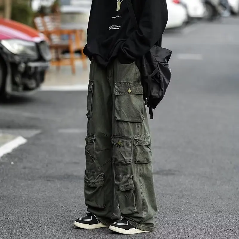 

Street Popular Multi-pocket Overalls Men's Harajuku Style Loose Casual Pants High Street Retro Women’s Slacks Hip Hop Trousers