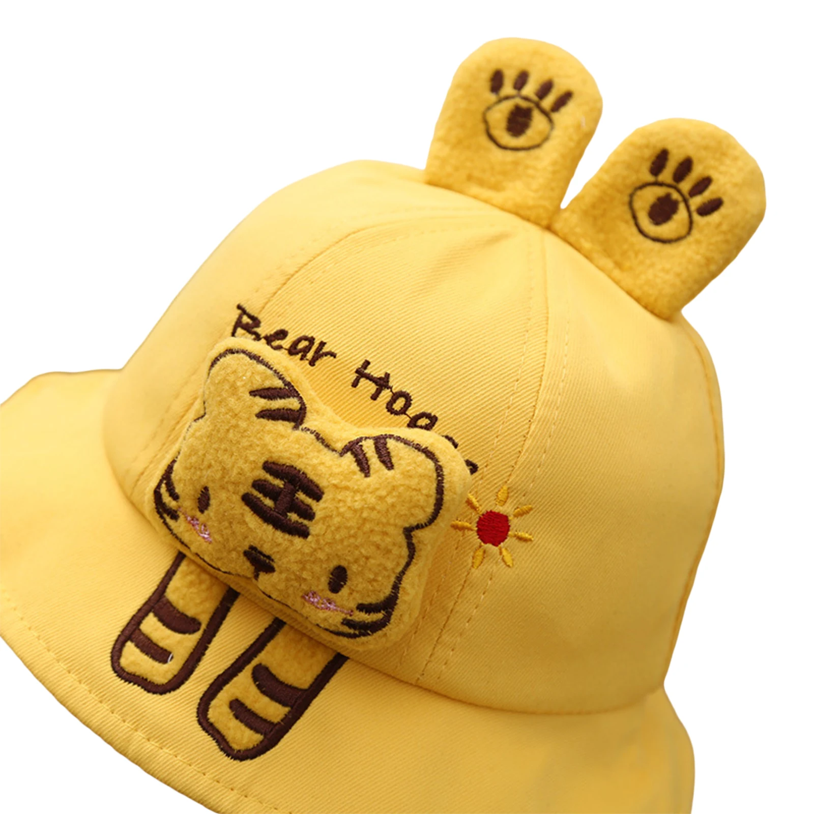 BeQeuewll Infant Boys Girls Fisherman Hat 3D Plush Cartoon Animal Bear/Dog/Tiger/Rabbit Wide Brim Sun Protection Cap Sunscreen