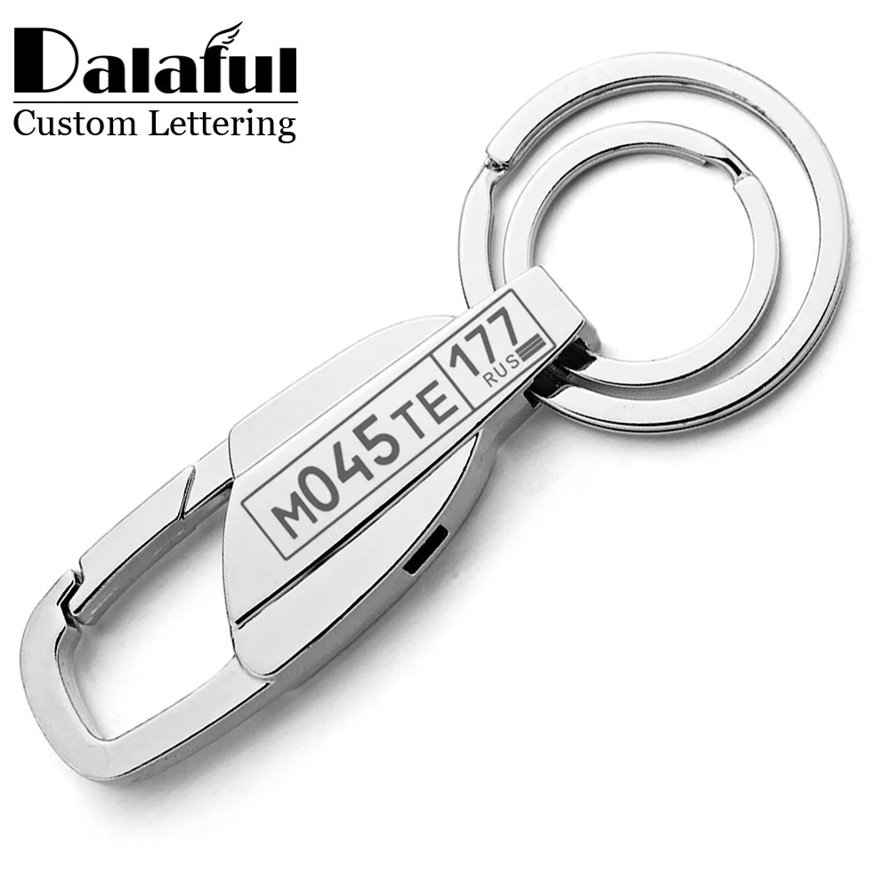 Customized Keychain For Car Plate Logo Number Anti-lost Keyring Engraved Name Key Chain Ring Personalized Gift For Men K372C