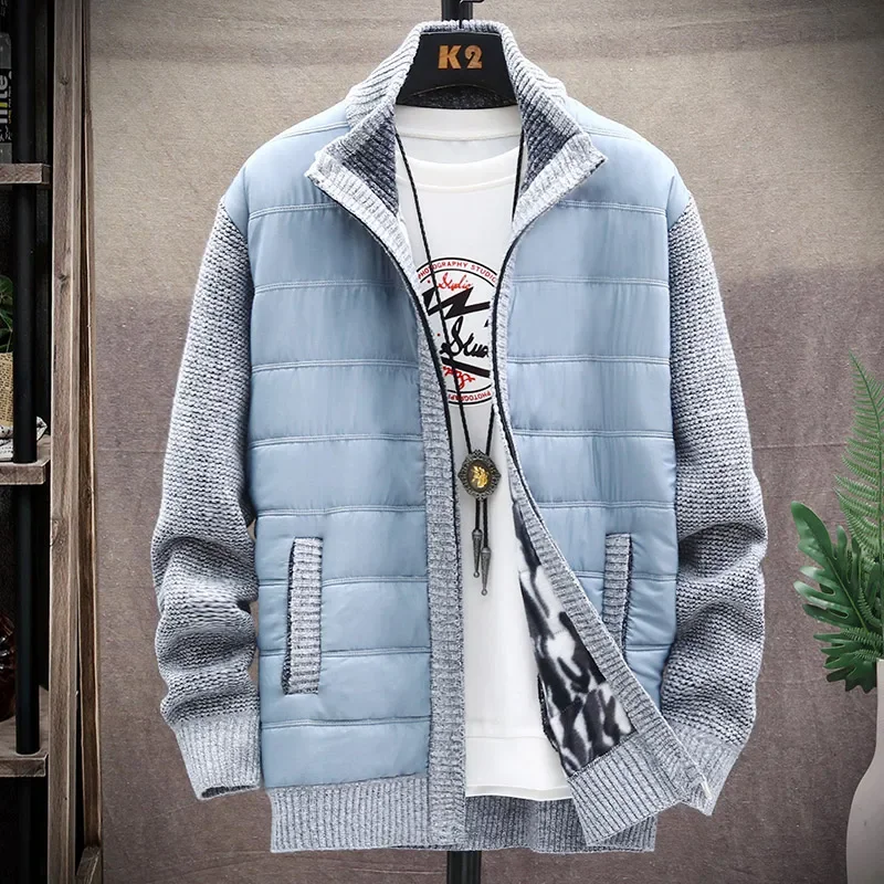 Men Cardigan Sweater 2023 Autumn Winter Thick Warm New Casual Stand Collar Zipper Jacket Men Solid Cotton Jacket Men Clothing