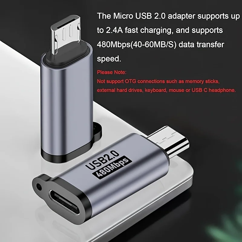 Micro USB To Type C Adapter Mini USB To USB C 480Mbps Fast Data Charging Connector USBC To Lightning Adapter For iphone Android