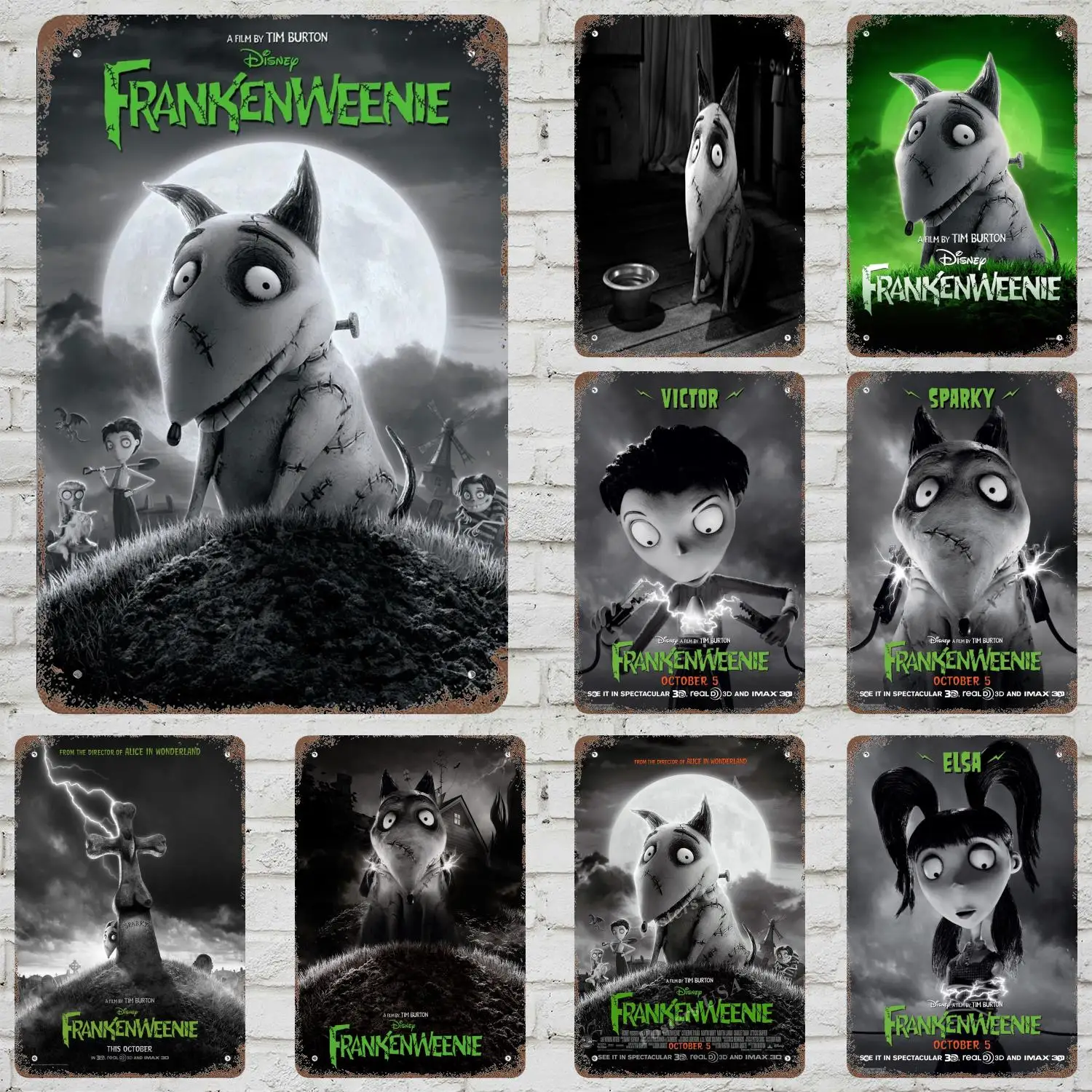 

MINISO Frankenweenie Retro Vintage Tin Sign Poster Decorative Plaque Metal Plate Wall Decor