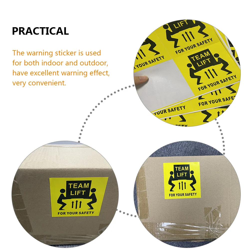 200 Pcs Labels Overweight Stickers Warning Sign Caution 10cm Team Lift Required Decals Safety Operation Warnings