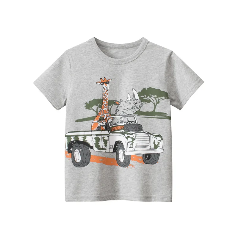 Spring meter Neuankömmlinge Tiere drucken Sommer Jungen Mädchen T-Shirts Tiere Kinder kleidung Mode Kinder T-Shirts Tops