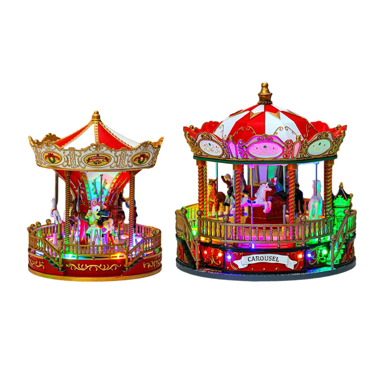 

Christmas Carousel Music Box Rotatable Musical Box Tabletop Ornament Carousel Figurine for Shelf Indoor Bedroom Holiday Decor