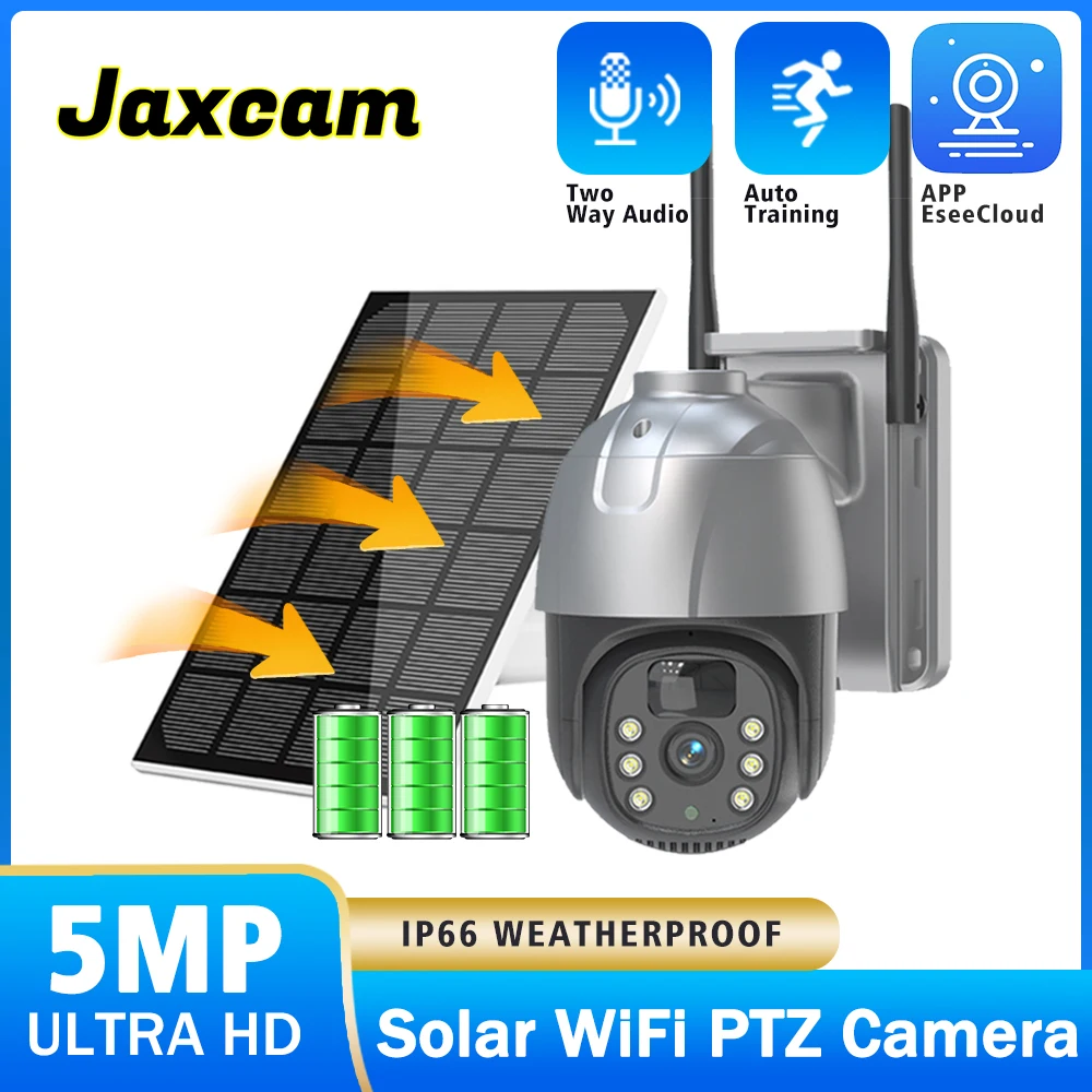 

Smart WiFi/4G Solar Camera Powered 5MP Built-in Battery PTZ Security Camera Two Way Audio PIR Detection Wireless Out solar cam