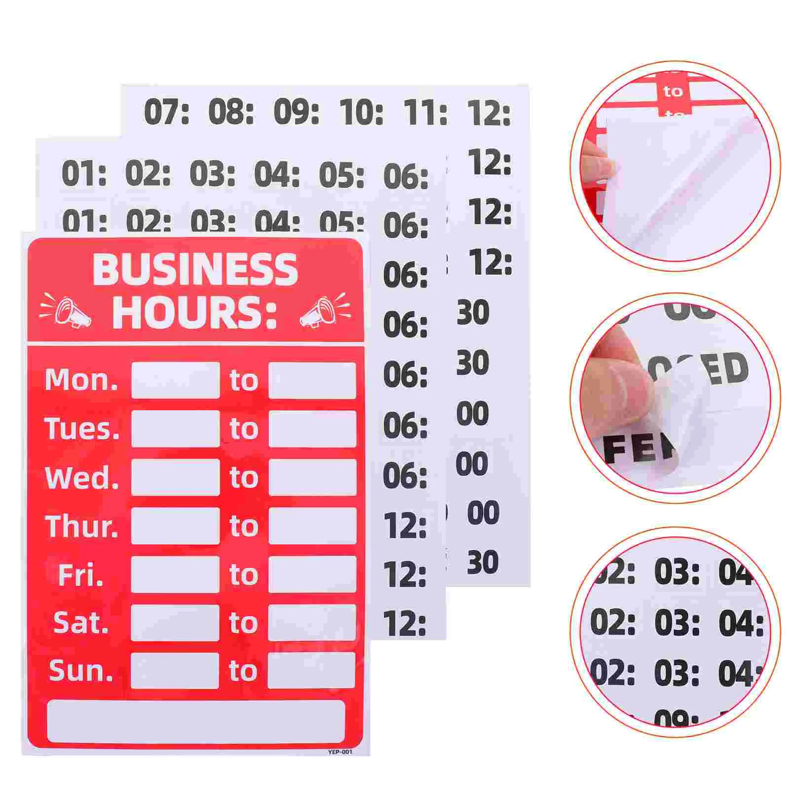 

2 Pcs Chalkboard Signs Business Store Opening Hour Logo Stickers Decal Red Operation Hours Office