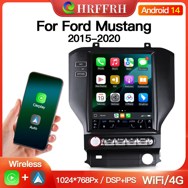 

Android 14 Auto For Ford Mustang 2015-2020 Tesla Screen Car Radio Stereo Multimedia Player GPS Navigation DSP 4G WIFI Carplay