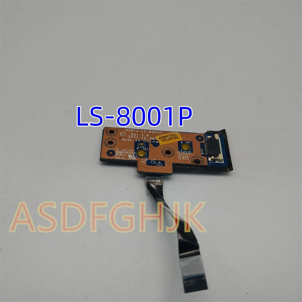 Original For Lenovo IdeaPad Y480 Y480A Y485 Y485P Y580 Y580N Y580A Y585  QIWY3 LS-8001P Laptop Power Button Board  Fully Tested