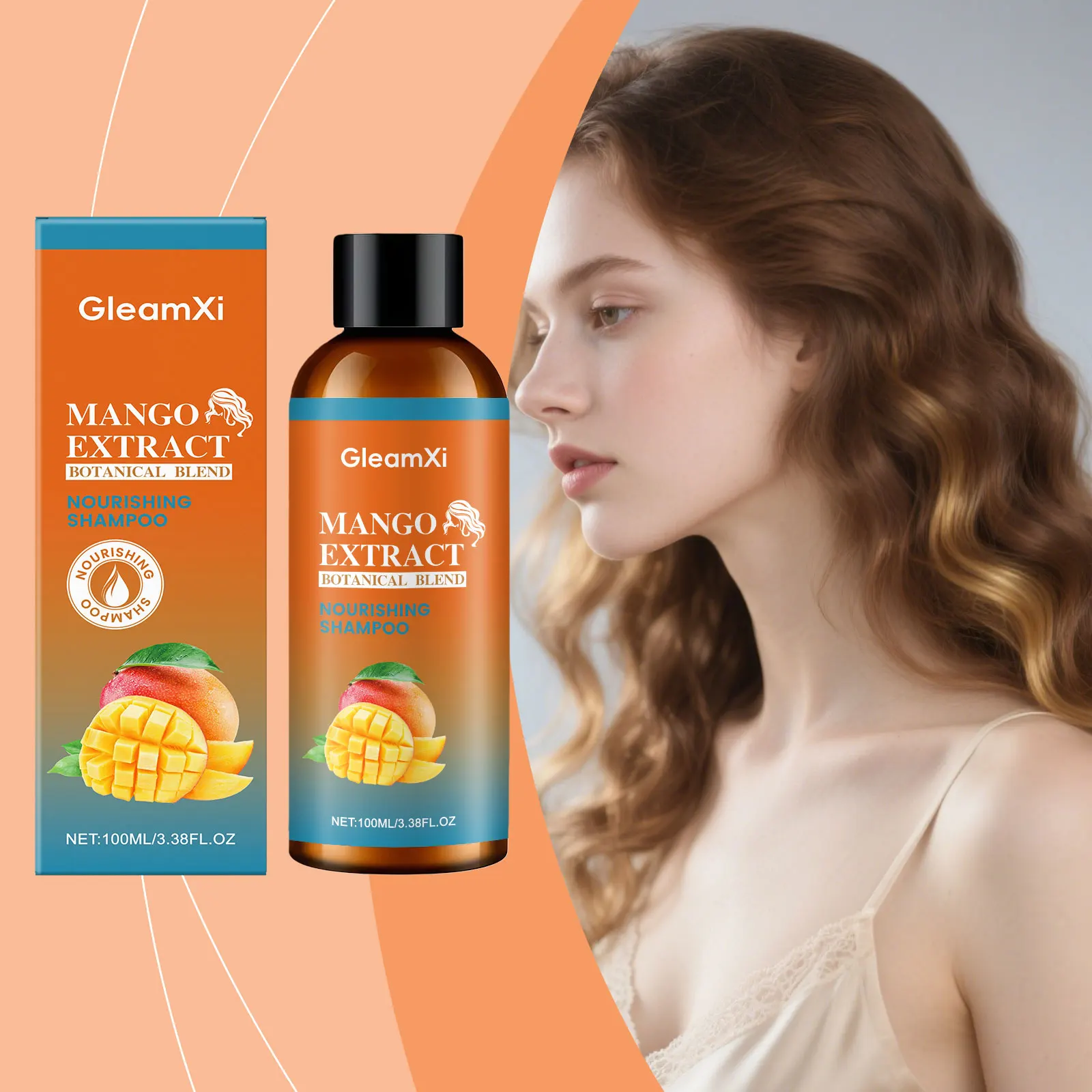 Champú de Mango - Limpia Suavemente el Cuero Cabelludo, Suaviza el Cabello, Champú Voluminizador e Hidratante Diario con Brillo