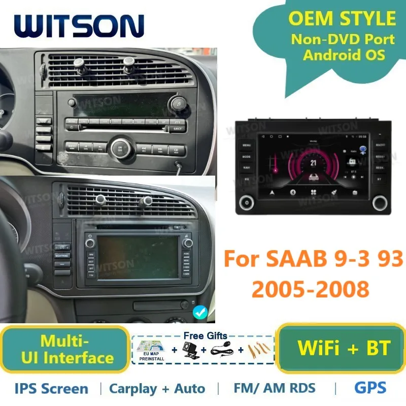Radio con Sistema Android WITSON para SAAB 9-3 93 2007-2012, GPS, WiFi, Unidad Principal para Vehículo, Carplay, RDS, Estéreo para Auto, Multimedia