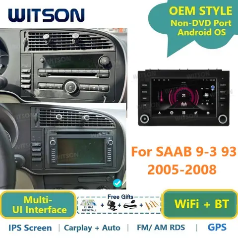 SAAB 9-3 93 2005-2008 용 WITSON 안드로이드 카 라디오 GPS WiFi Auido 차량 헤드 유닛 Carplay RDS 자동 스테레오 멀티미디어