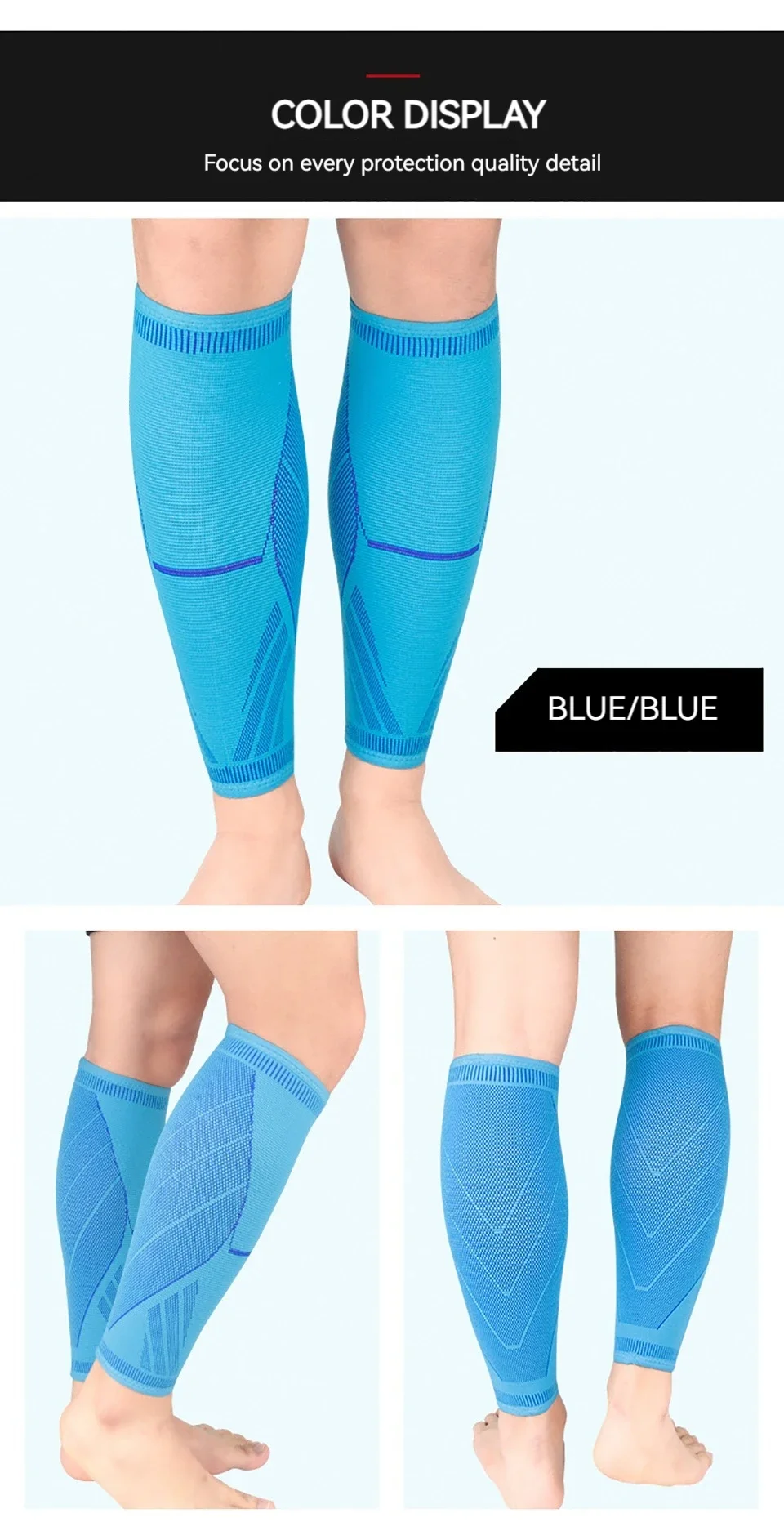 1Pcs Laufen Leichtathletik Kompression Ärmeln Bein Wade Schienbeinkantensyndrom Ellenbogen Knie Pads Schutz Sport Sicherheit Unisex – Detail 14