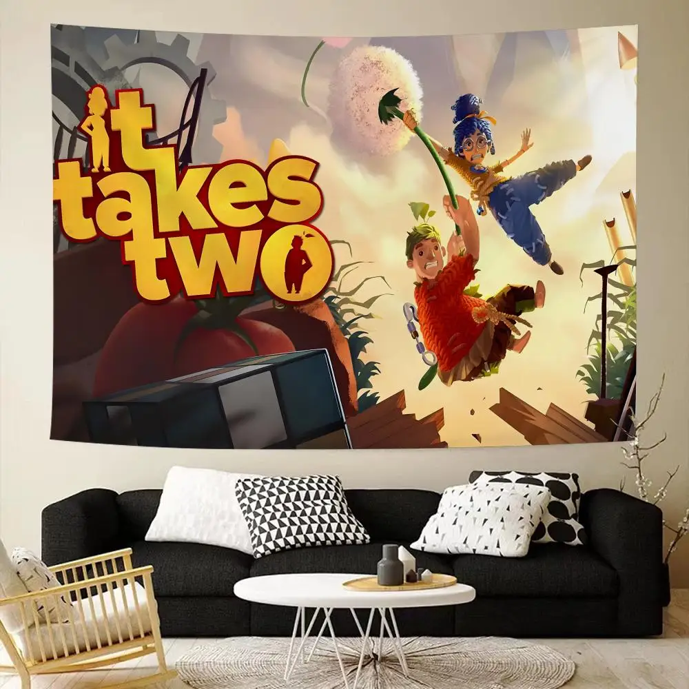 Hot game It Takes Two Tapestry House Bedroom Living Bar Garden Microfiber Decoration Background