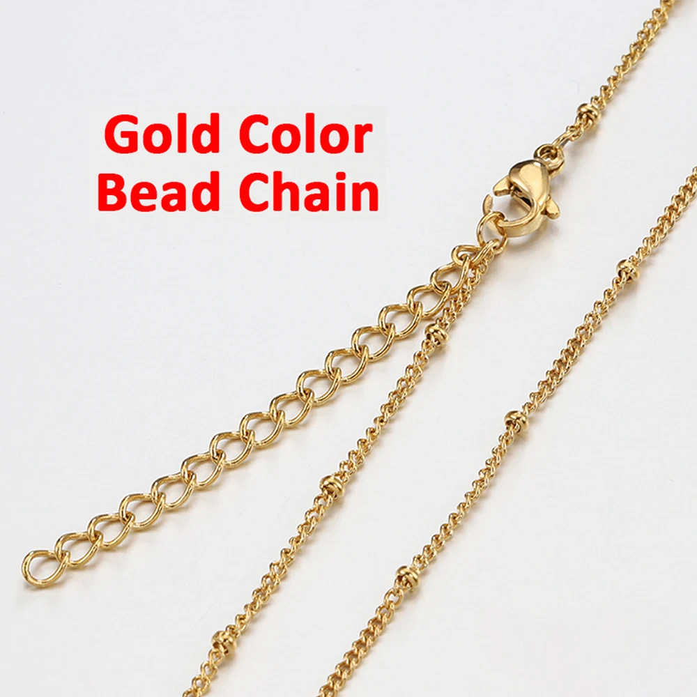 MINGXUAN Stainless Steel Bead Chain Necklace Silver 50cm 4